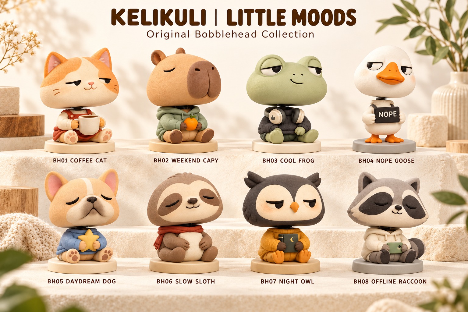 Little Moods Resin Bobblehead Collection – 8 Designs