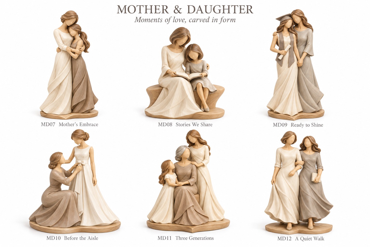 Mother & Daughter Carved-Look Resin Gift Collection – MD07–MD12 — image 8