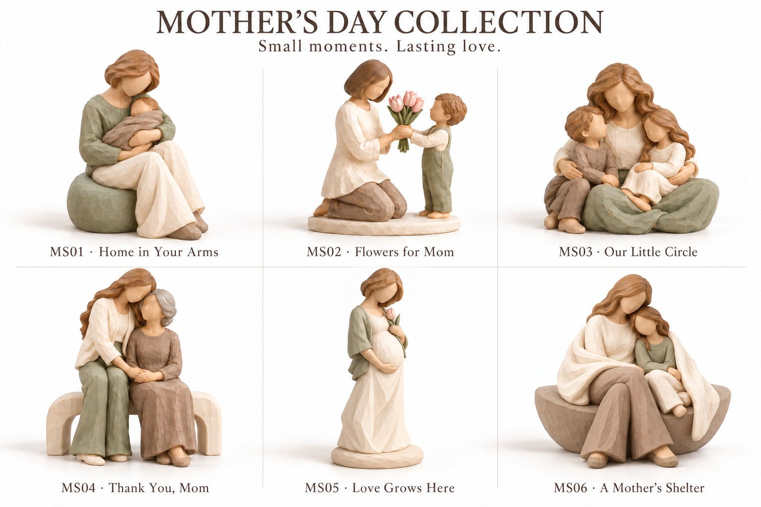 Mother’s Day Faceless Carved-Look Resin Figurine Collection – 6 Designs — image 8