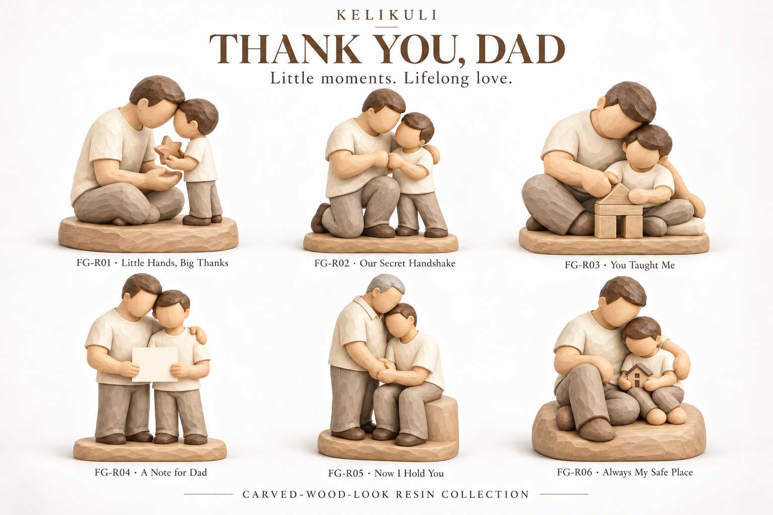 Thank You, Dad – Father & Son Carved-Wood-Look Resin Figurines, 6 Designs — image 8