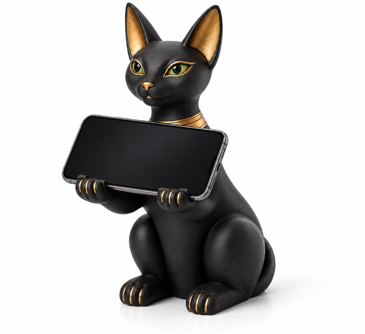 Elegant Egyptian Cat Pen Rest, Phone Stand & Brush Holder Collection — image 3