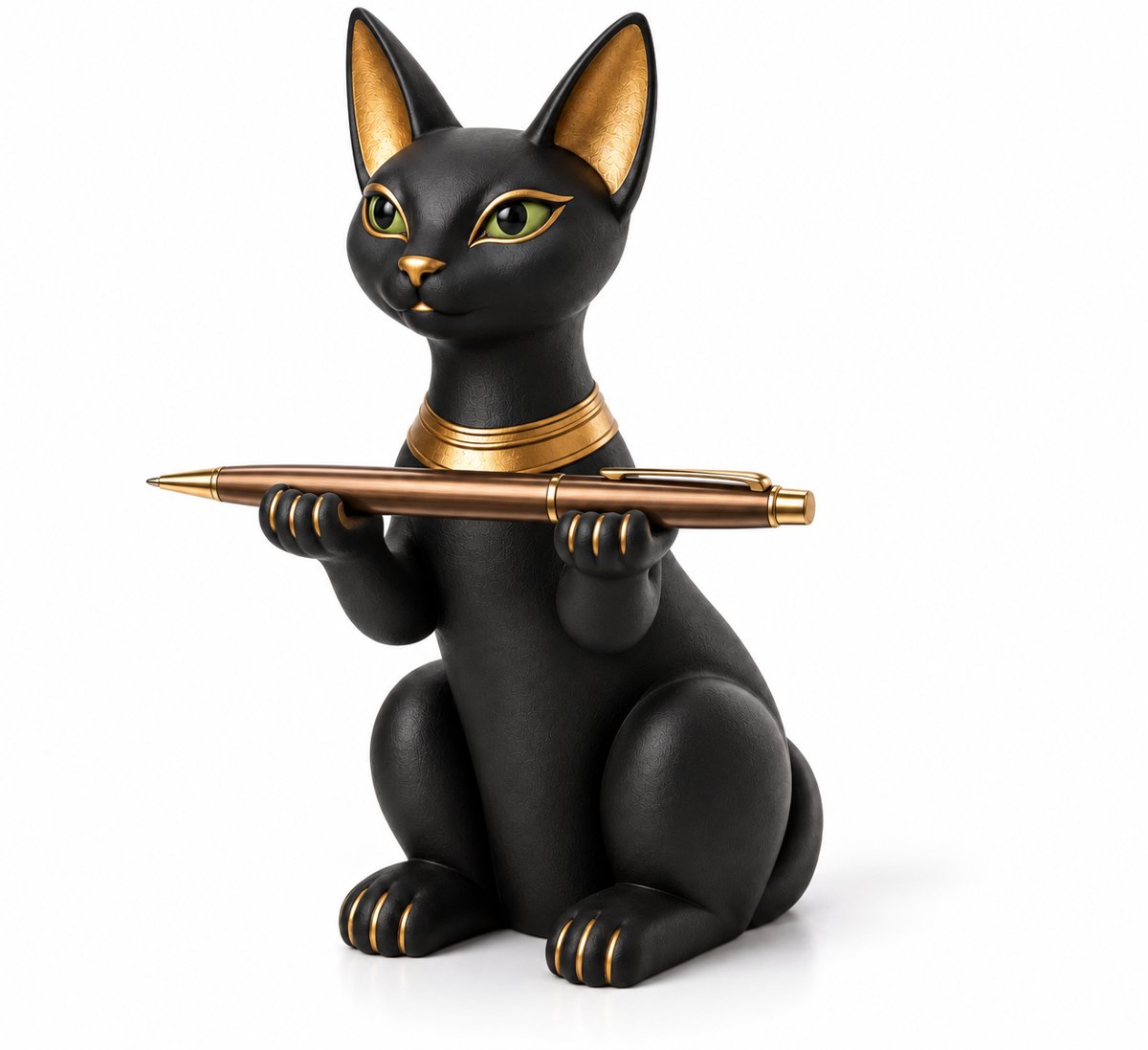Elegant Egyptian Cat Pen Rest, Phone Stand & Brush Holder Collection — image 2