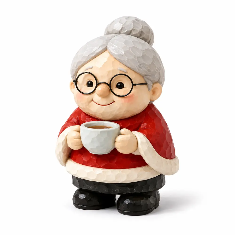 Grandma Holding a Cup, faceted polyresin Christmas product image