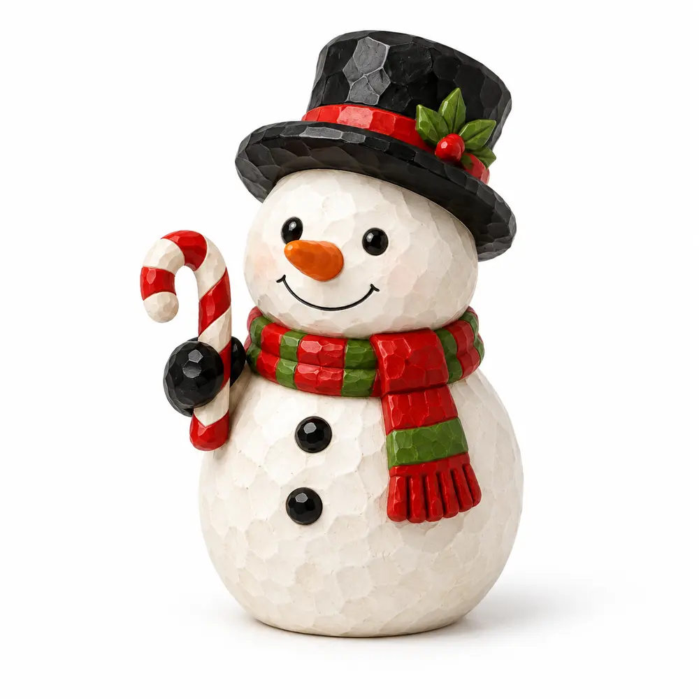 Snowman with Candy Cane / 糖果杖雪人圣诞摆件
