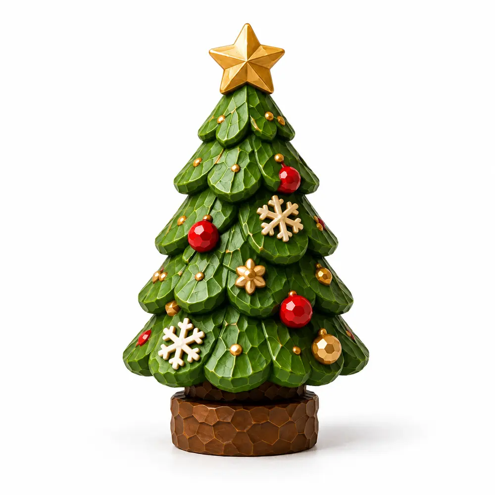 Layered Gold Star Christmas Tree / 层叠金星圣诞树V2摆件