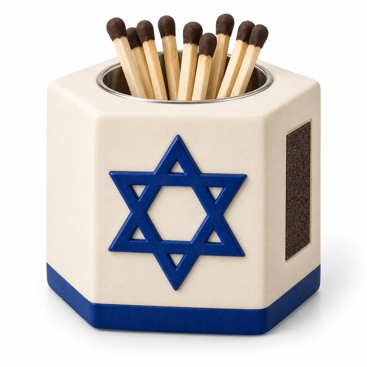 Blue and Ivory Star of David Match Holder — KELIKULI Judaica collection concept