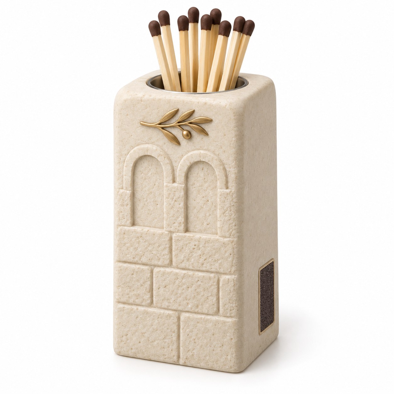 Jerusalem Stone Tower Long Match Holder — KELIKULI Judaica collection concept