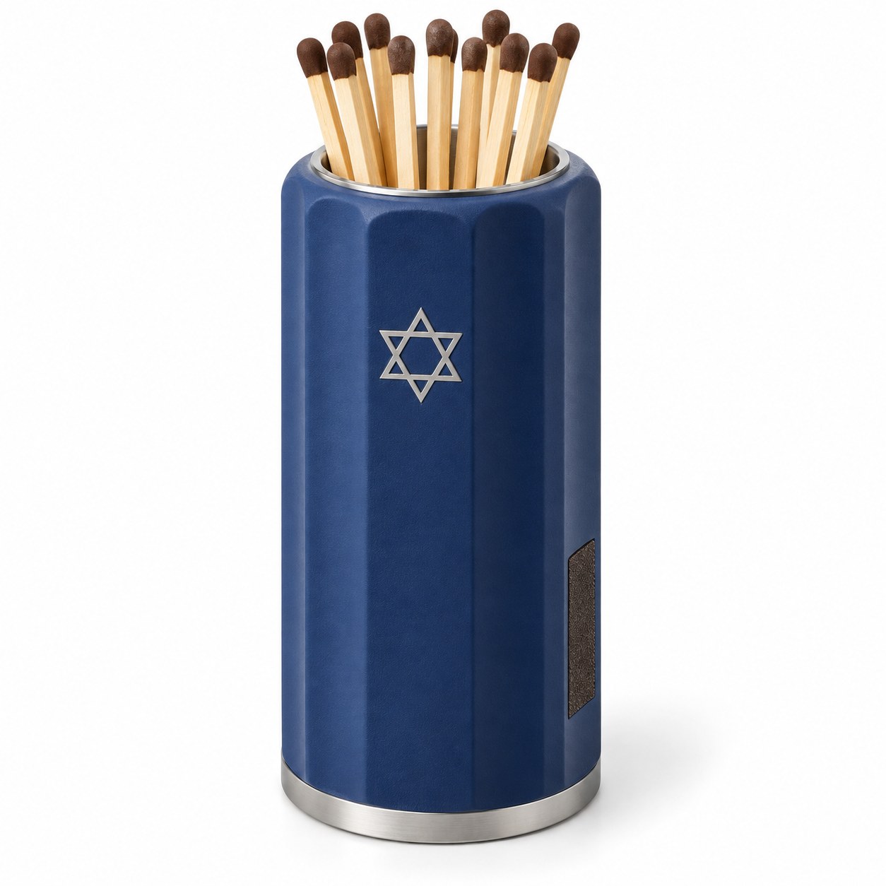 Blue and Silver Star of David Long Match Holder / 蓝银六芒星长火柴罐