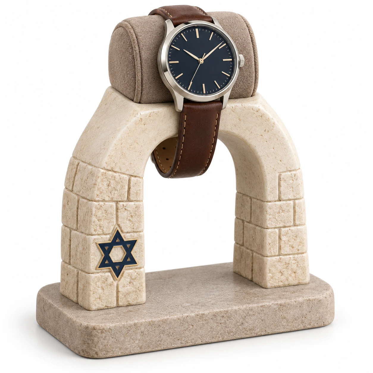 Jerusalem Stone Arch resin watch stand — KELIKULI Judaica collection white-background concept