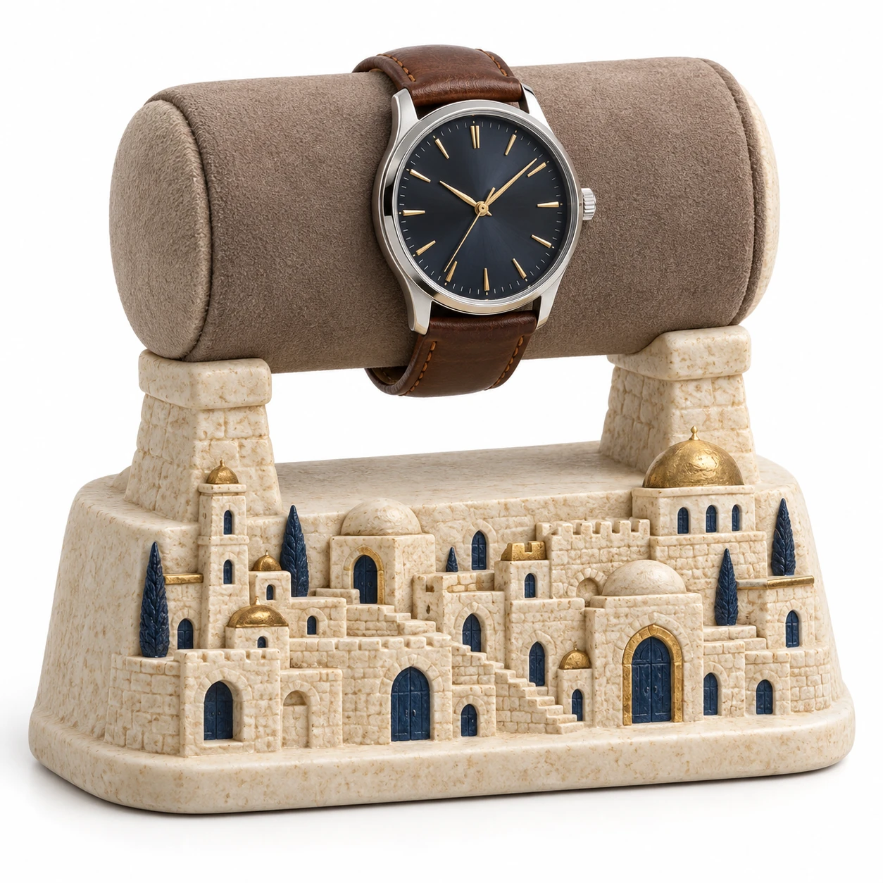 Jerusalem City resin watch stand — KELIKULI Judaica collection white-background concept
