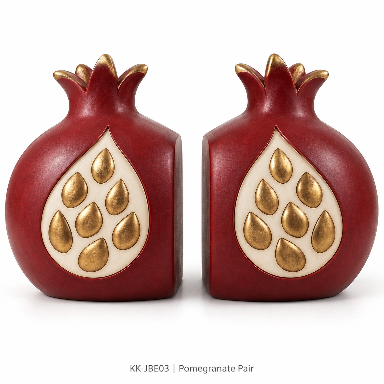 Pomegranate Pair Resin Bookends / 红金石榴树脂书挡(一对)