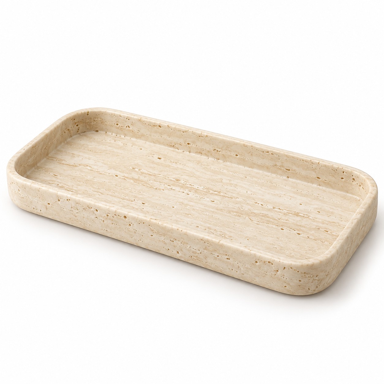 Cream Travertine-Look Resin Vanity Tray / Cream Travertine-Look Resin Vanity Tray