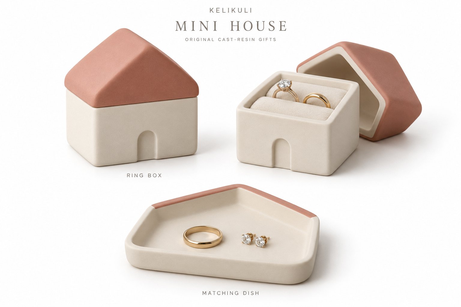 Mini House Sculptural Resin Ring Box / Mini House Sculptural Resin Ring Box