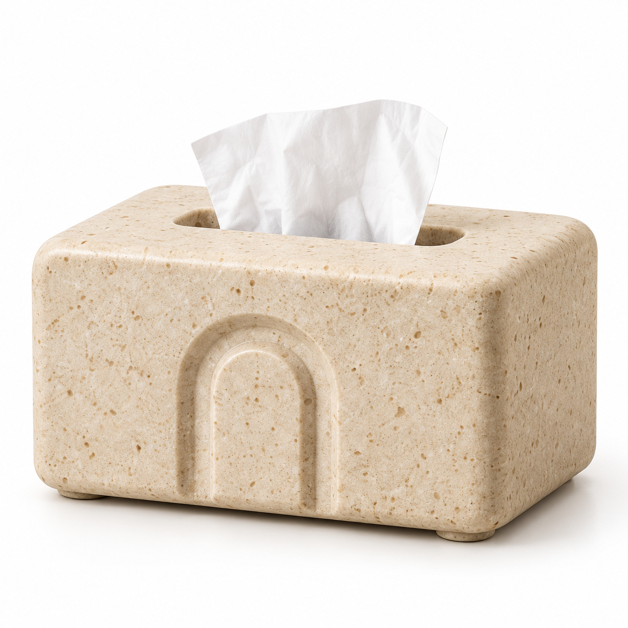KELIKULI Stone Arch Sculptural Tissue Box Cover on a white background