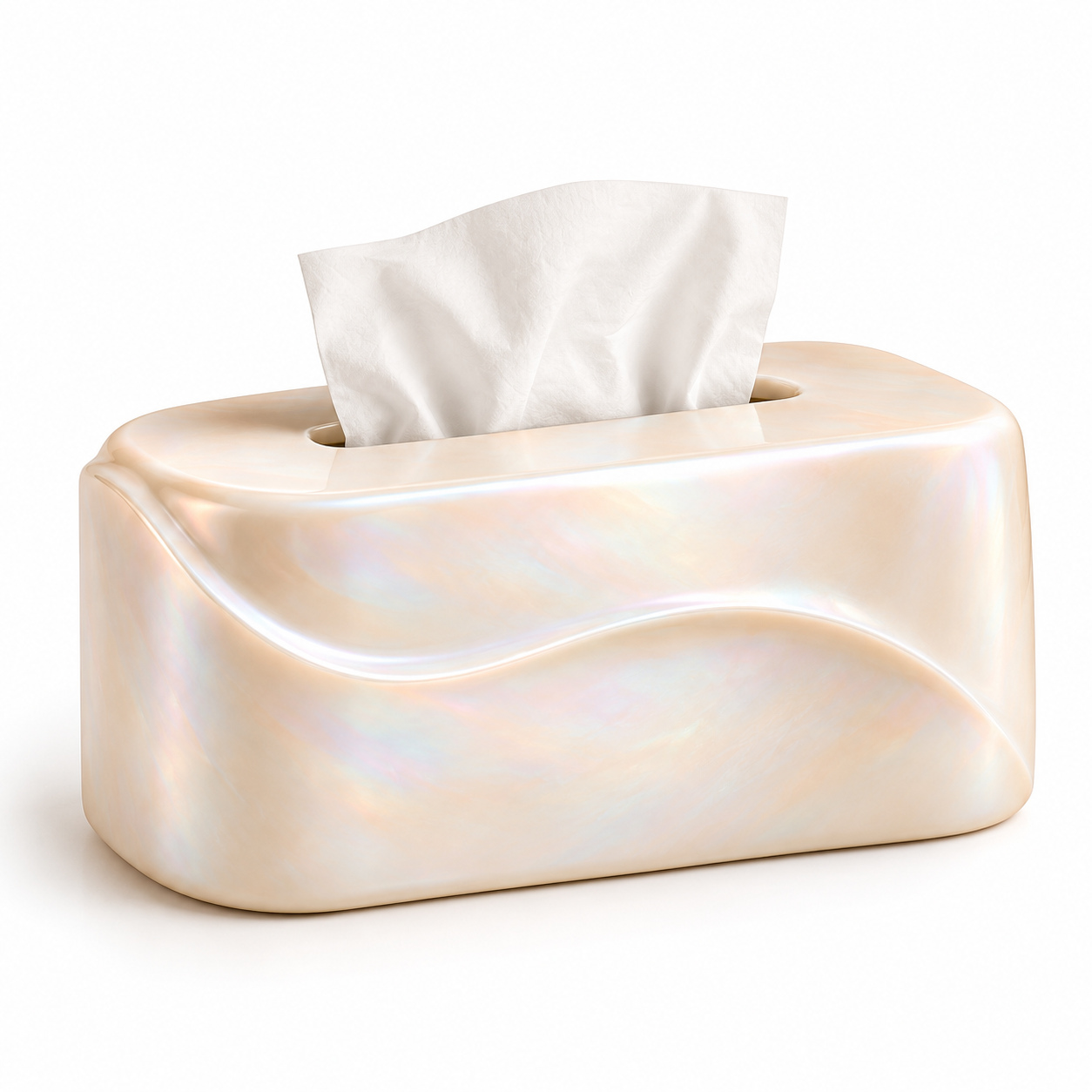 KELIKULI Opal Sculptural Tissue Box Cover on a white background