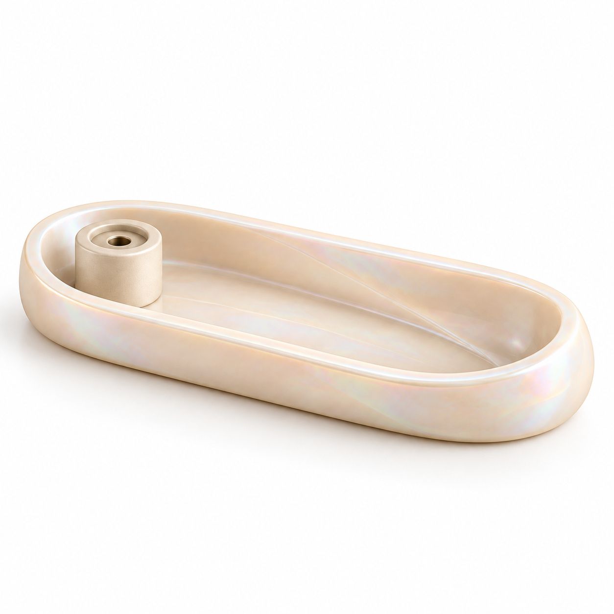 KELIKULI Opal Sculptural Incense Holder with Tray on a white background