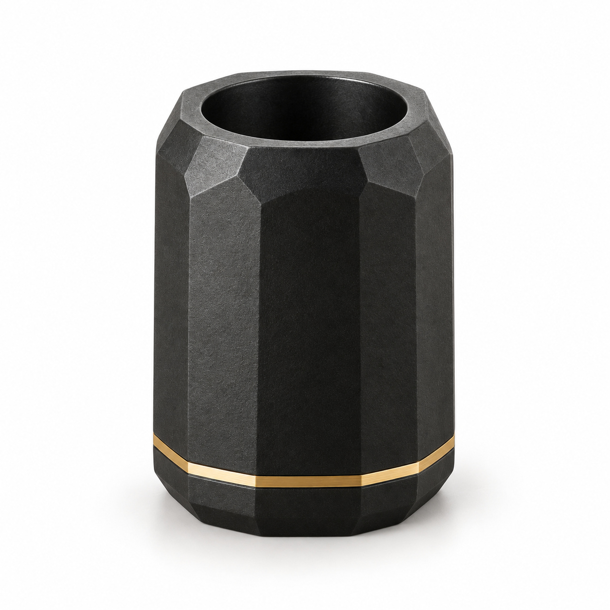 KELIKULI Black Gold Sculptural Toothbrush Holder on a white background