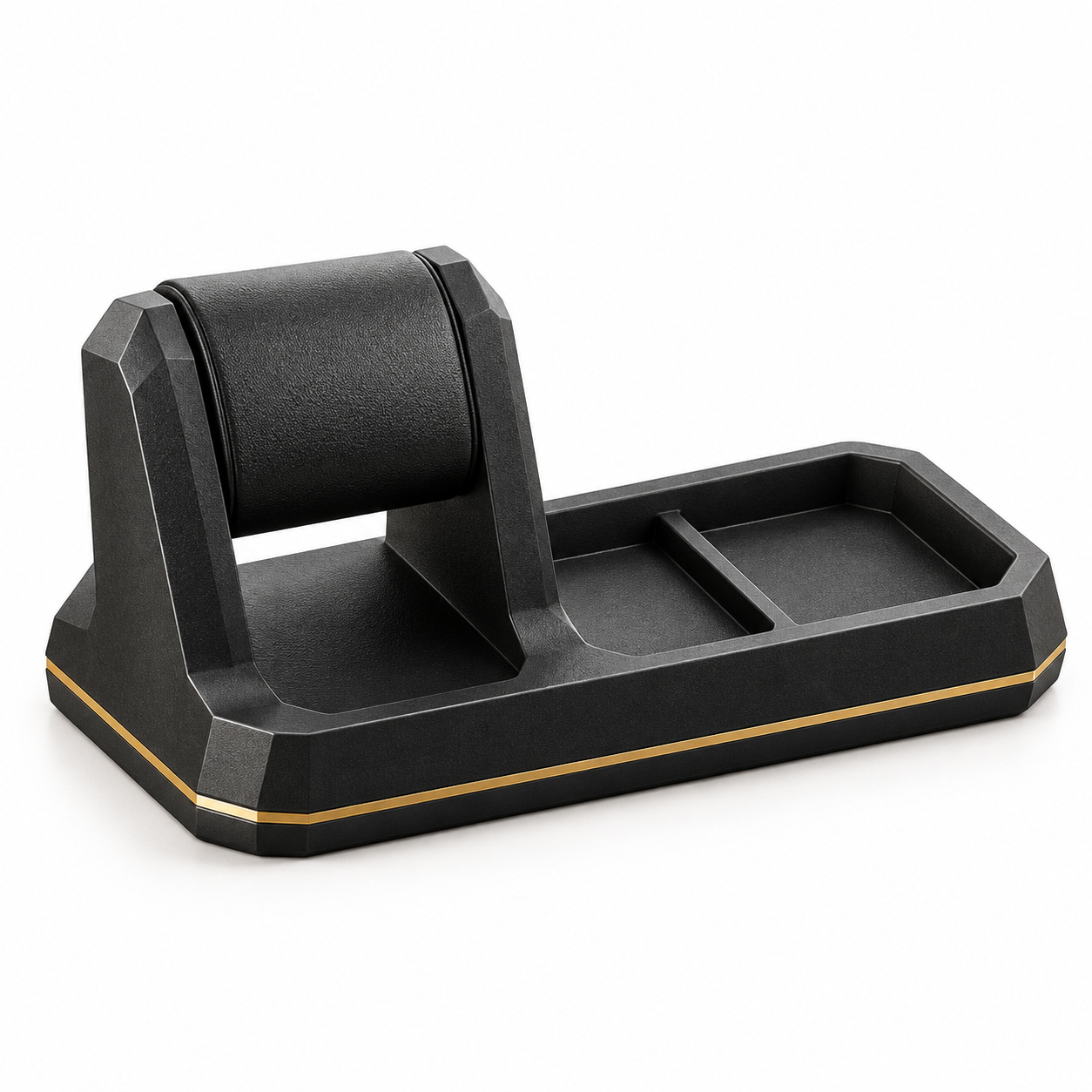 KELIKULI Black Gold Watch Stand and Valet Tray on a white background