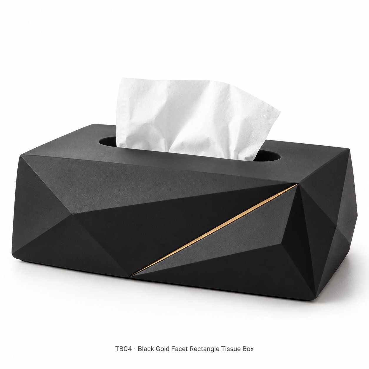 Black Gold Facet Rectangle Tissue Box