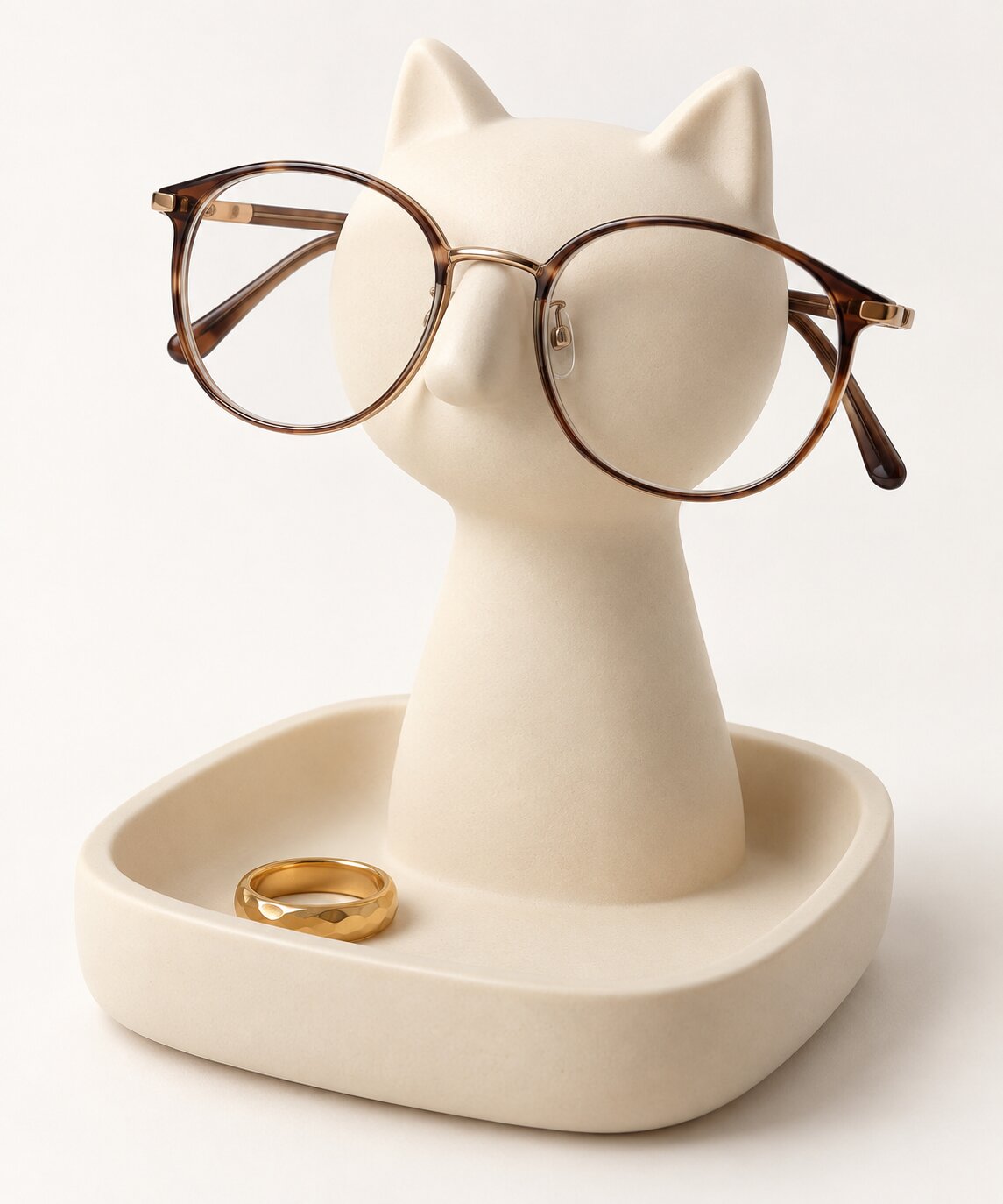 Minimal Cat Eyeglass Stand with Ring Dish