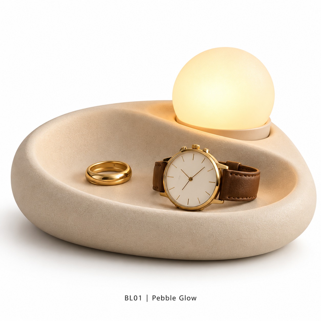 Sculptural Resin Bedside Catchall Warm Light Collection