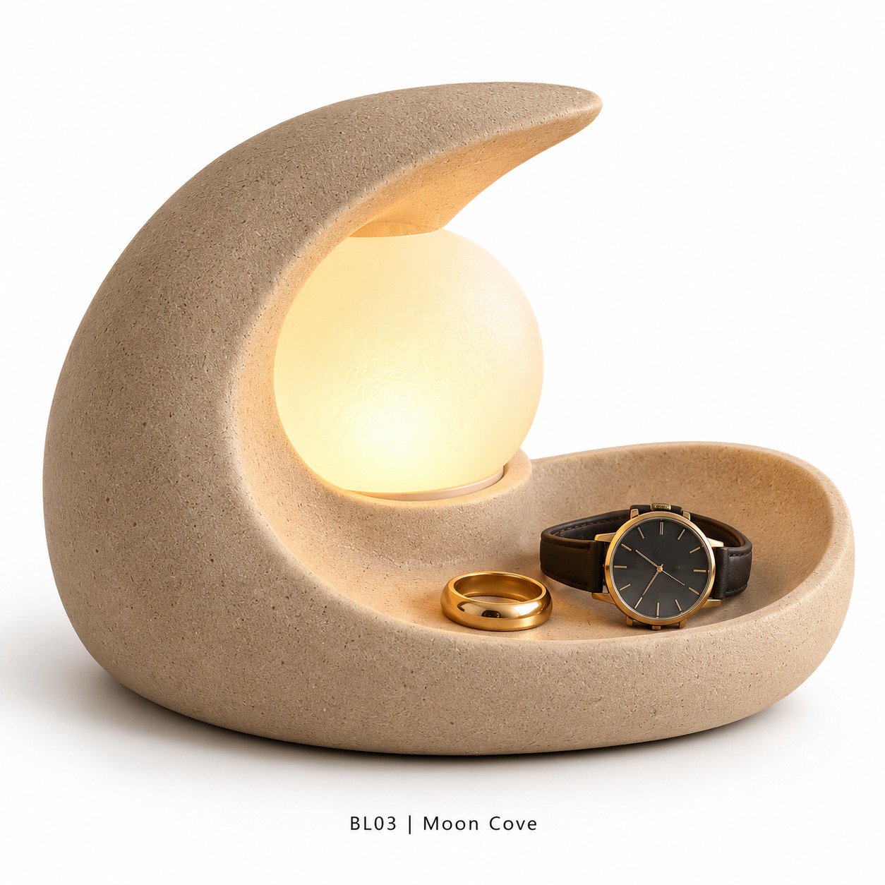 Sculptural Resin Bedside Catchall Warm Light Collection — image 3