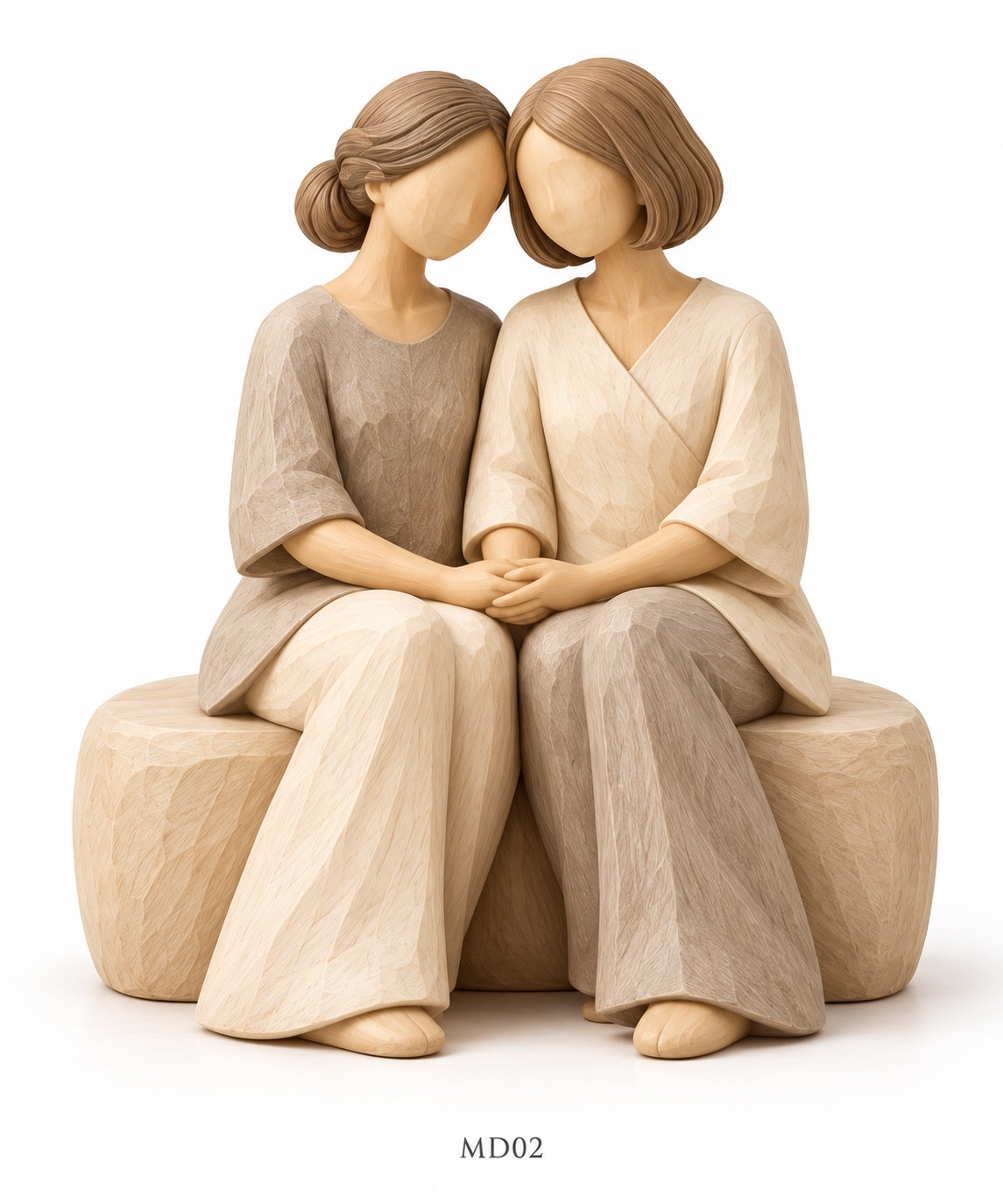 Mother & Daughter Faceless Carved-Look Resin Figurine Collection – 6 Designs — image 3