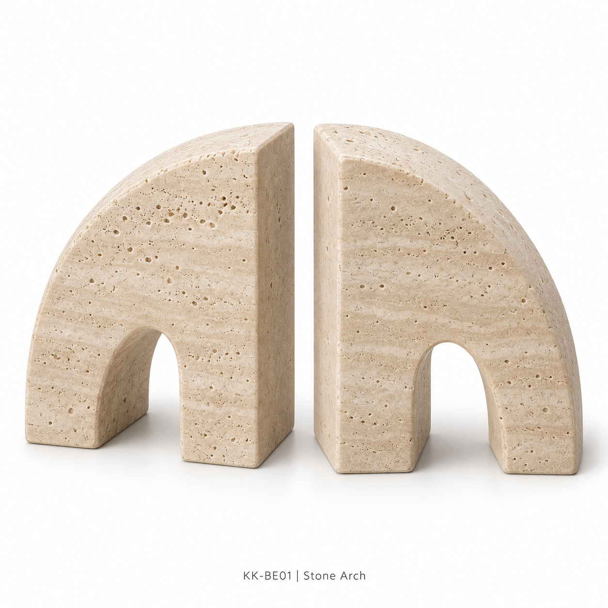 Stone Arch travertine-effect resin bookends, pair