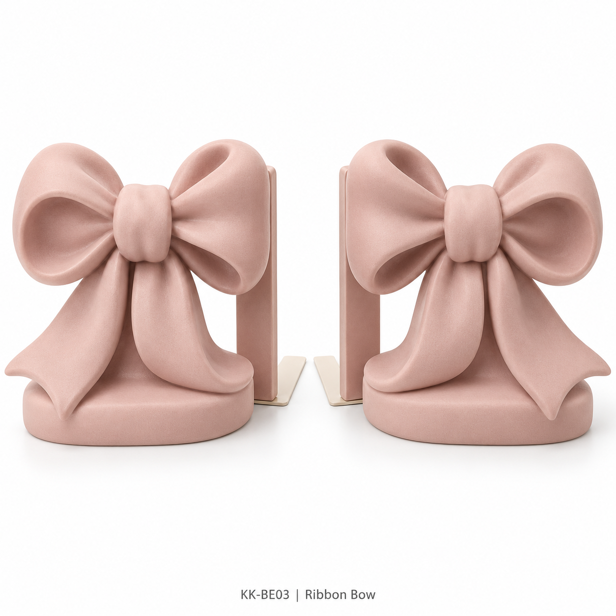 Dusty blush Ribbon Bow resin bookends, pair