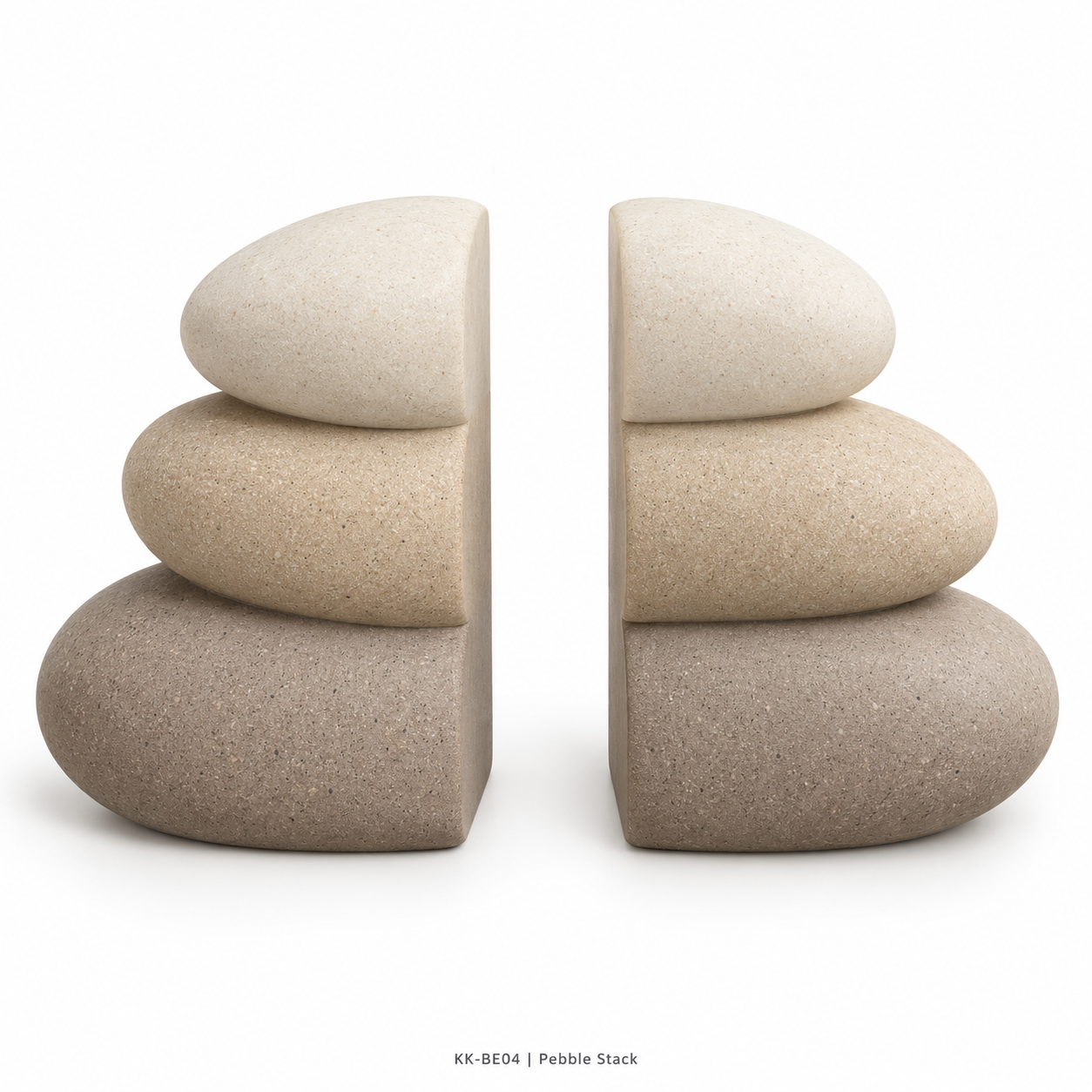 Pebble Stack neutral sandstone-effect bookends, pair