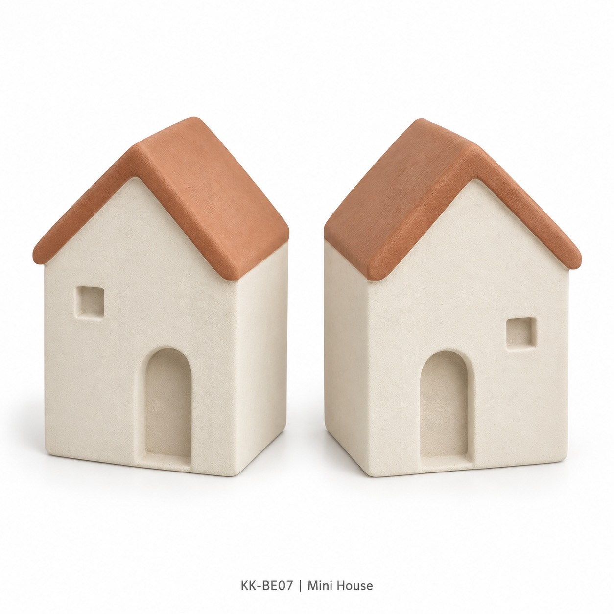 Cream and terracotta Mini House resin bookends, pair