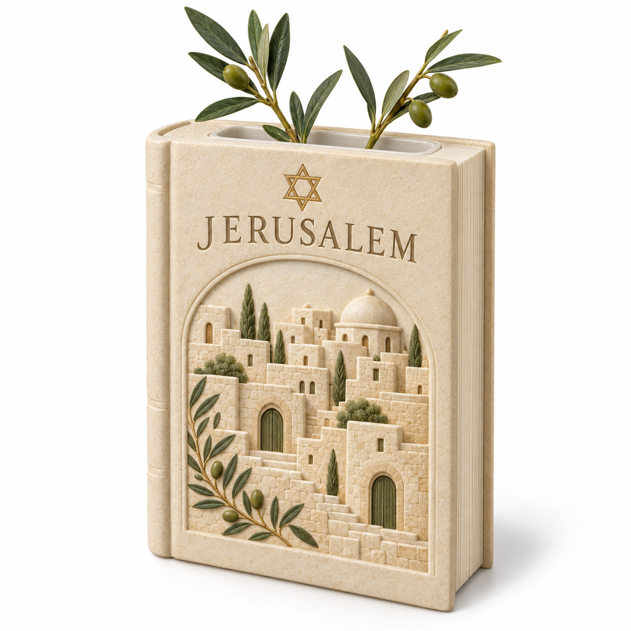 Jerusalem Stone Book Vase / 耶路撒冷·石纹古城书本花瓶