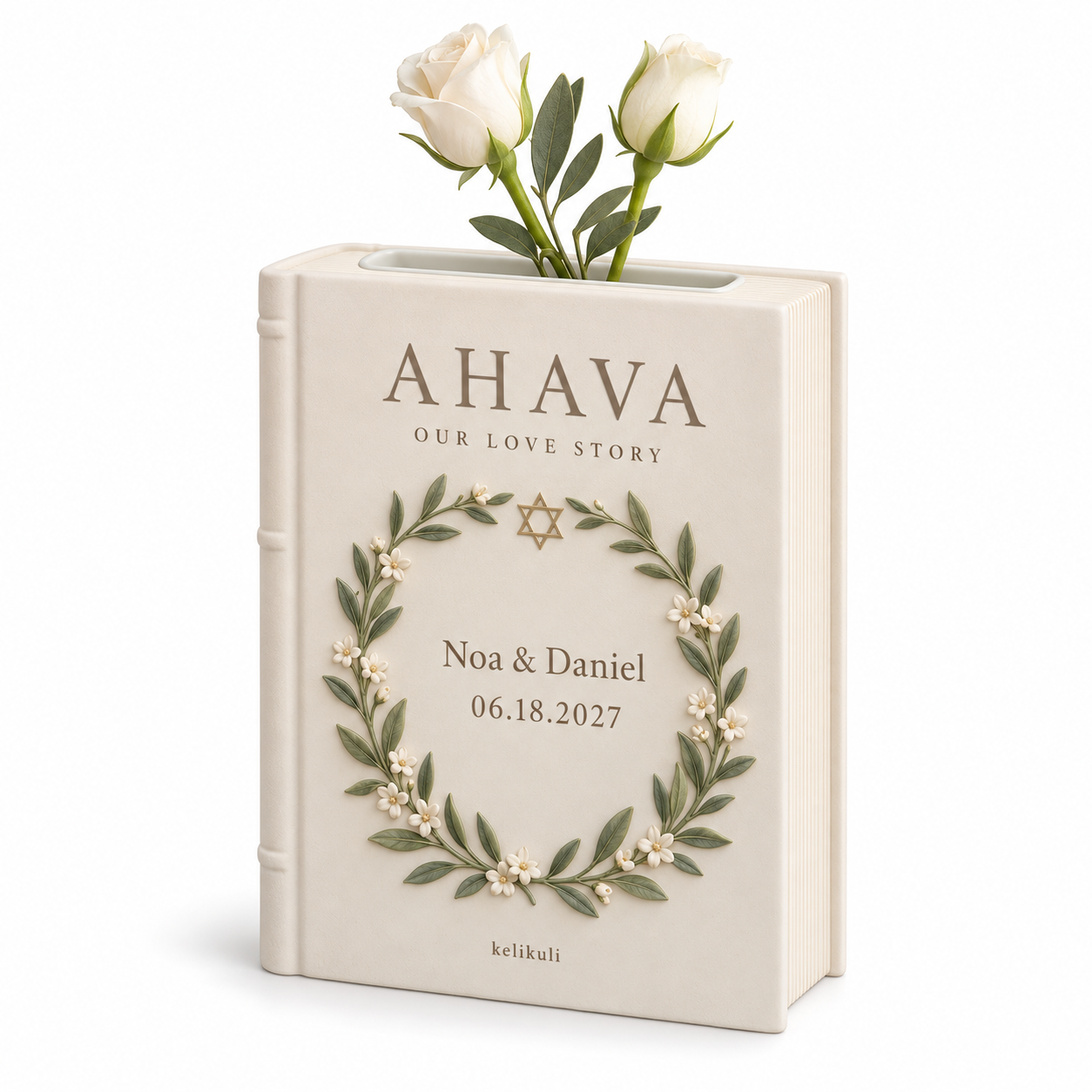 Ahava Personalized Wedding Book Vase / AHAVA婚礼·姓名日期定制书本花瓶